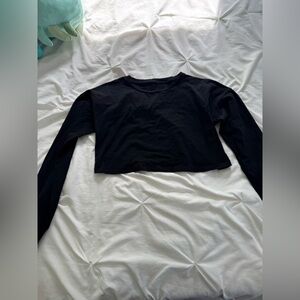 Black Long Sleeve Crop Top